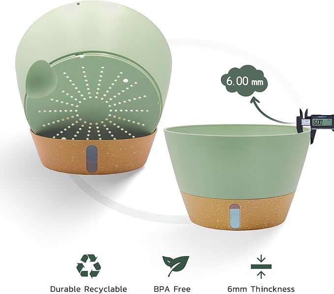 ZMTECH 2 Pack 12 Inch Hanging Planters for Indoor Plants, Large Green Self Watering Hanging Planter with Visible Water Level & Removable Tray, Decorative Flower Pots for Outdoor Garden