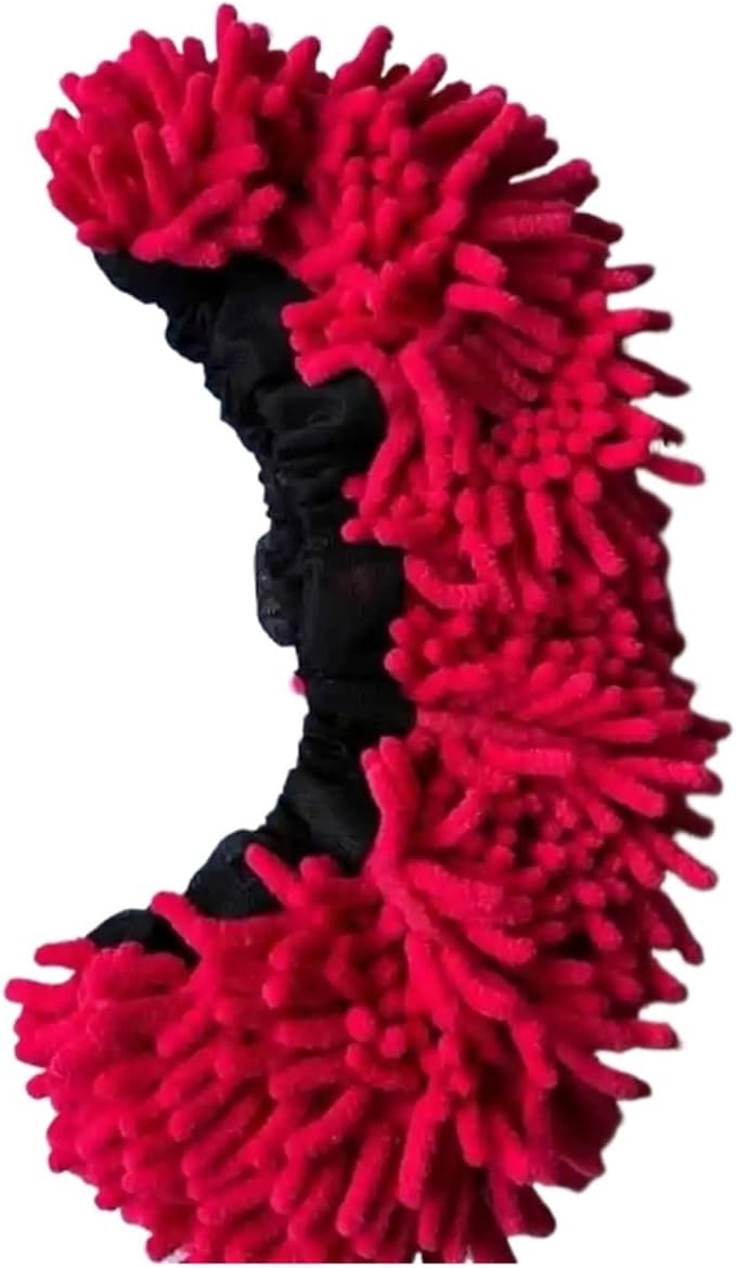 Compatible for Universal Elastic Band pe Flat Mop Head Replacement Household Cleaning Tool Dust Sponge(Red)