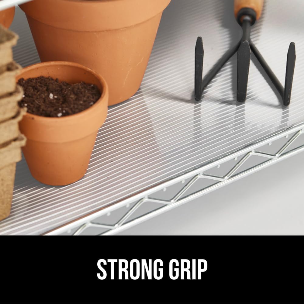 GORILLA GRIP DuraGuard Shelf Liner, 17.5x20 Non-Adhesive Cabinet Liners for Kitchen Drawers, Shelves, Refrigerator, Pantry Storage, Bathroom Closet, Durable Waterproof BPA Free Ribbed Plastic, Clear