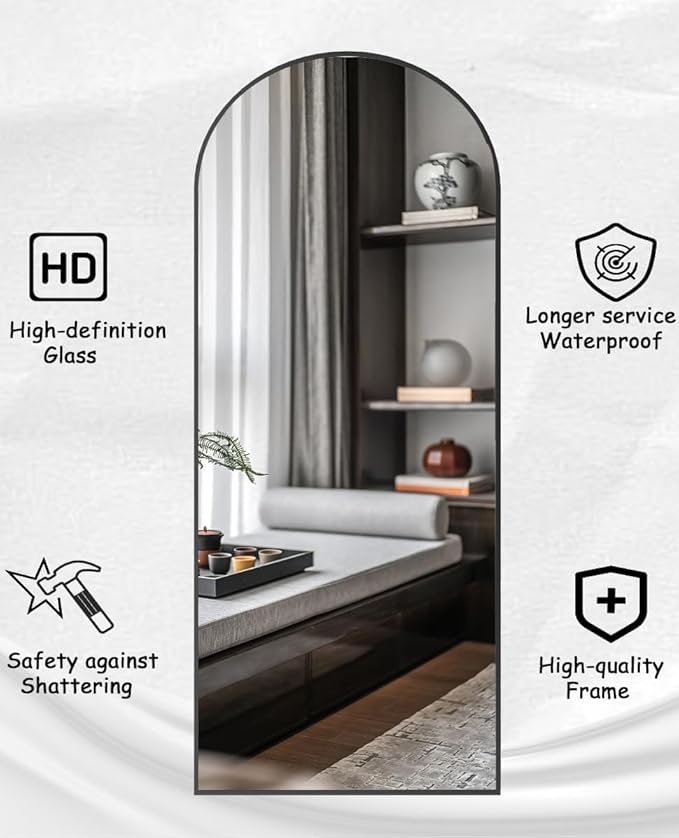 Rowjut Floor Full Length Mirror, Arched Mirrors Full Length 81"x41"