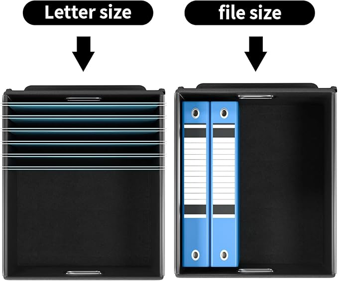 Huolewa File Organizer Boxes with Lids, Collapsible Linen Hanging Filing & Storage Boxes with Plastic Slide for Office/Decor/Home, Filling System for File/Folders/Document Storage -2 Pack