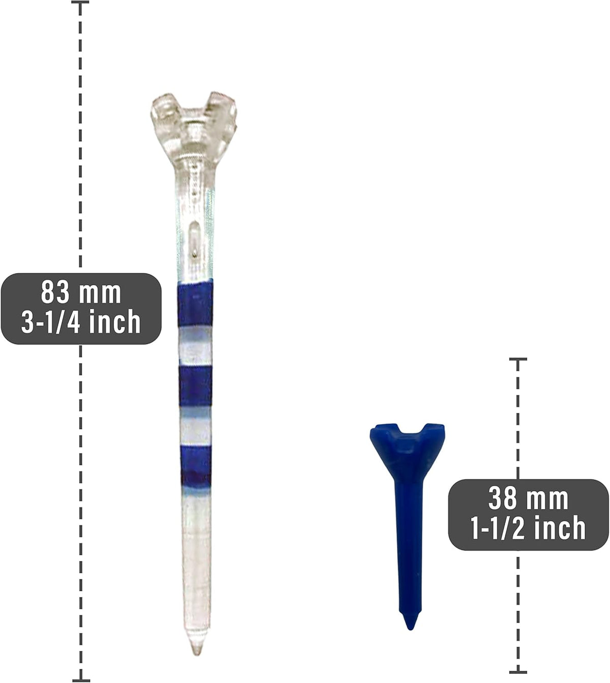 Zario Golf Tees - Durable 3 1/4 Inch Combo with 1 1/2 Inch Par 3 Tees - Unbreakable Design, Multiple Colors