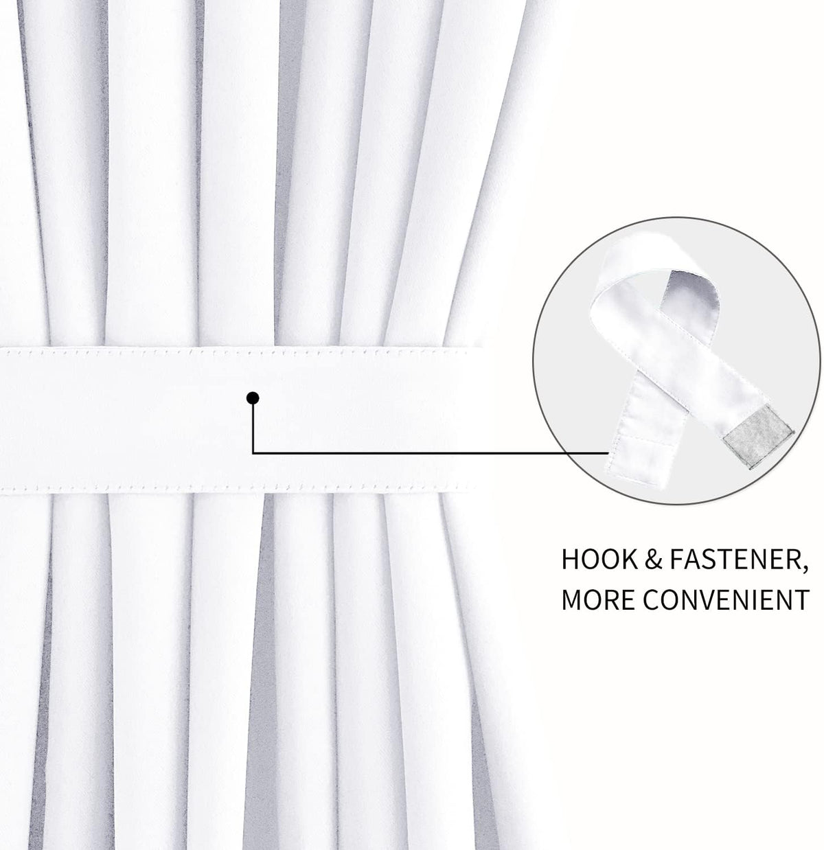 DWCN French Door Curtains – Rod Pocket Thermal Curtain for Doors with Glass Window, Kitchen and Patio Doors for Privacy, 54 X 40 Inches Long, 1 Curtain Panel with Tieback, Pure White