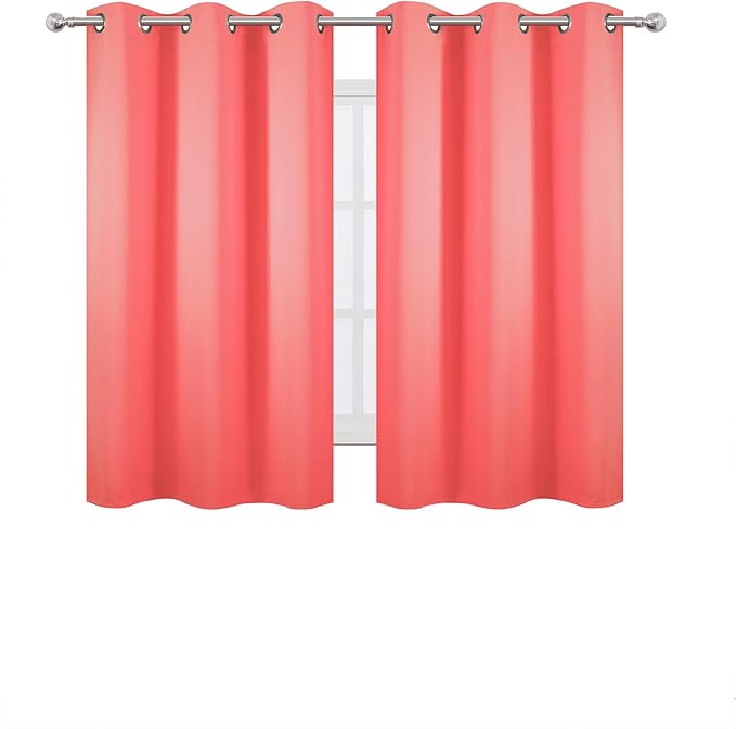 LEMOMO Coral Blackout Curtains 42 x 54 Inch Length Set of 2 Panels Grommet