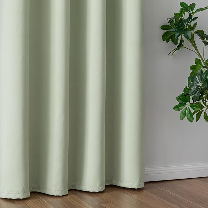 IGEMAEVE Sage Green Curtains 96 Inch Length 2 Panels Set, Light Filtering