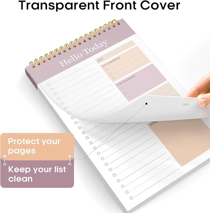 Taja To Do List Notepad - To Do List Notebook for Work with 52 Sheets, 9.8" x 6.5", Undated Daily Planner Perfect for Daily Tasks and Goal Setting, Notepad Suitable for Office, Home & School - Purple
