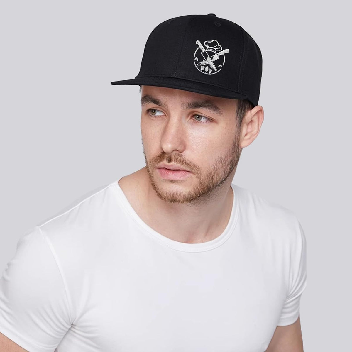 Skiennix Skull Baseball Cap - Embroidered Flat Bill Snapback Hat for Men & Women - Black Trucker Style
