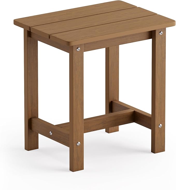 LUE BONA Outdoor Side Table, HDPS Small Outdoor Table, Adirondack Side Table, Outside End Table for Patio, Porch, Deck, Pool, Weather Resistant/Easy Maintenance/Indoor or Outside Use, Brown