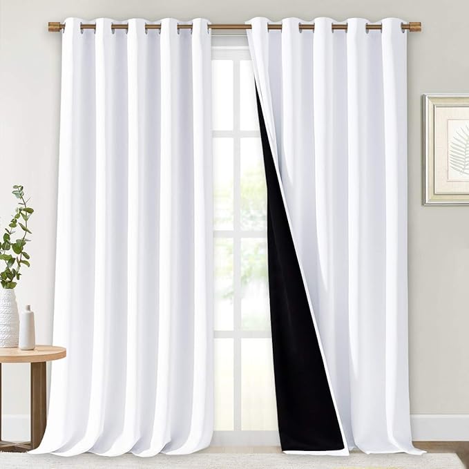 NICETOWN White 100% Blackout Curtains