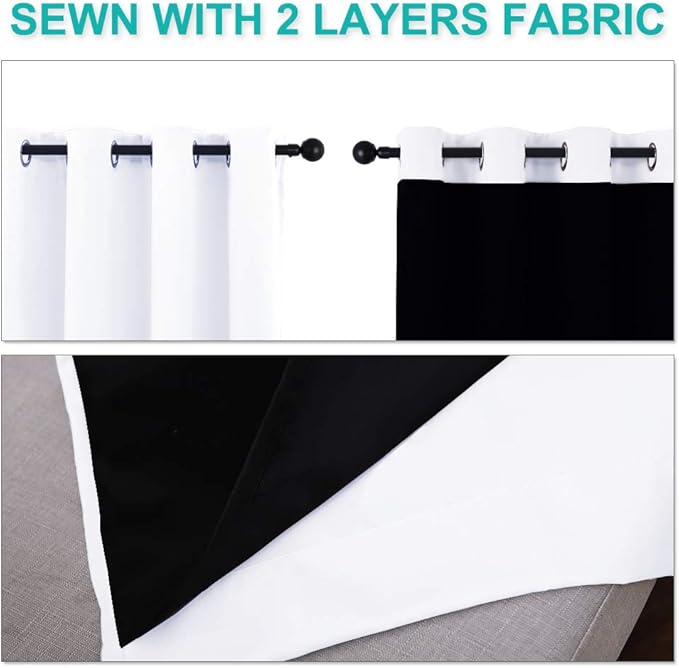 NICETOWN White 100% Blackout Curtains