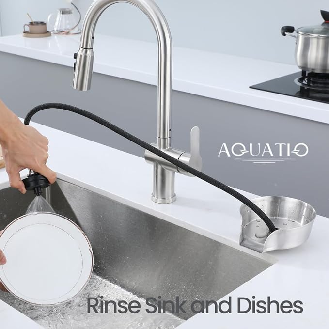 2 in1 Glass Rinser for Kitchen Sink - Stainless Steel Cup Cleaner - Counter Top Bottle Washer - Kitchen Sink Accessories - Attachements - Sink Sprayer (Nickel)