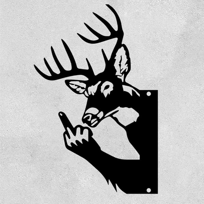 Funny Deer Metal Sign, Humorous Outdoor Hunting Wall Art, Rustic Cabin Lodge Man Cave Garage Decor, Unique Deer Silhouette Plaque, Gag Gift for Hunters, Friends, Dad, Men’s Birthday