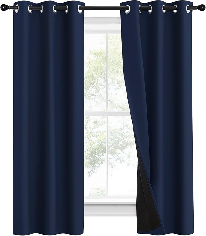 NICETOWN 100% Blackout Curtain Set, Thermal Insulated & Energy Efficiency