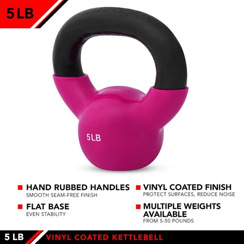 JFIT Kettlebell Weights - Durable Vinyl Coated Iron for Enhanced Strength Training | 10 lbs