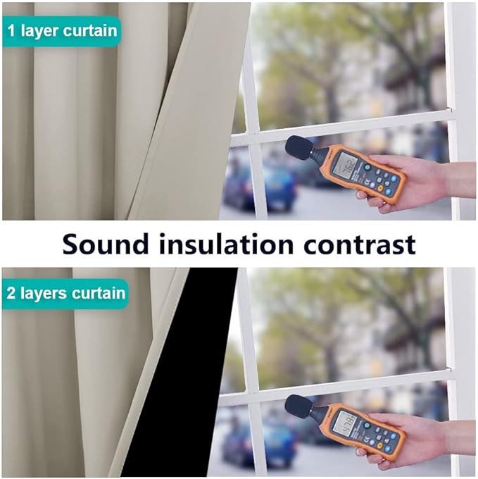 NICETOWN Natural 100% Blackout Lined Curtains, 2 Thick Layers Completely