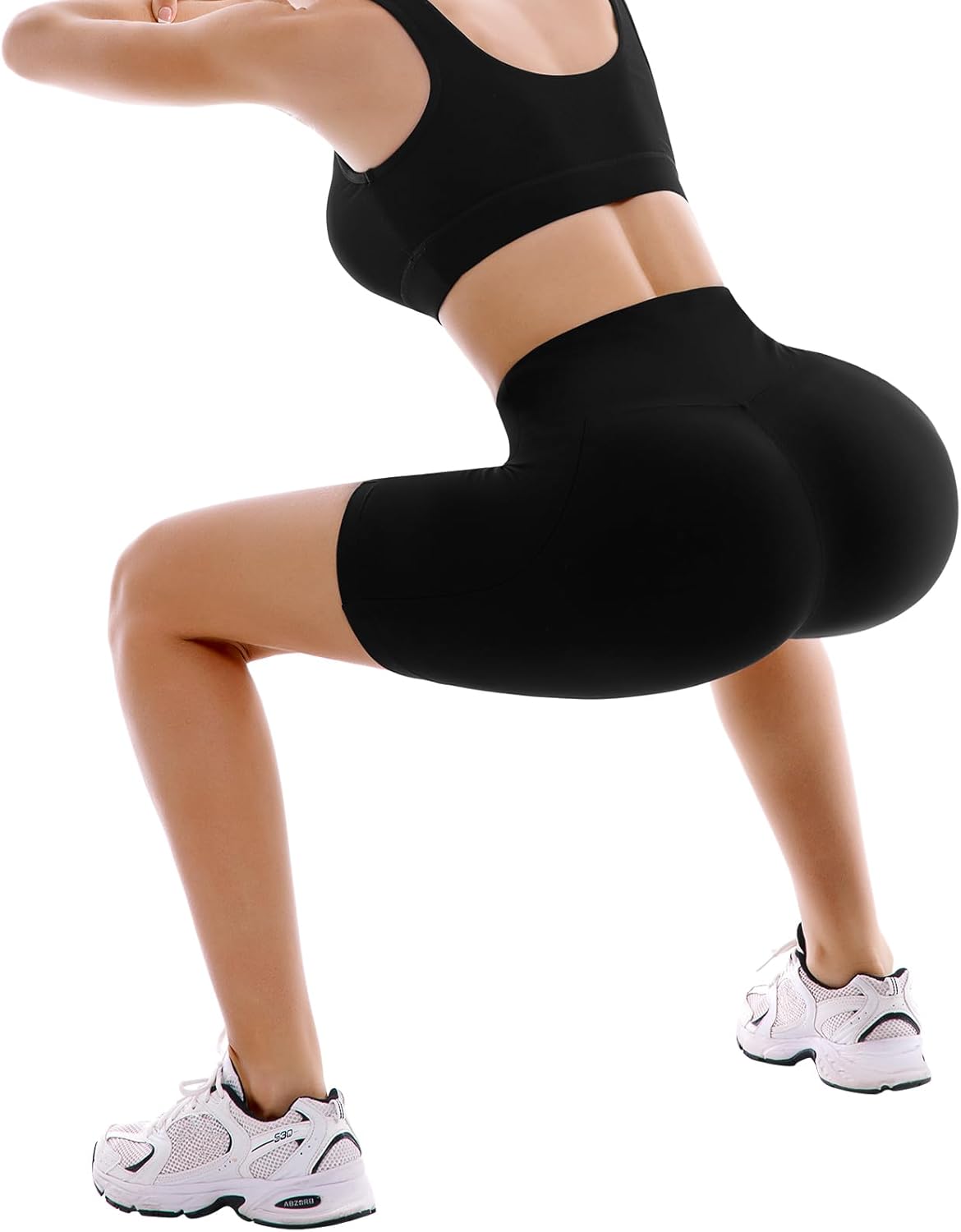 SINOPHANT Biker Shorts - High Waist, Buttery Soft Fabric with Pockets | 2 Pack for Yoga & Gym