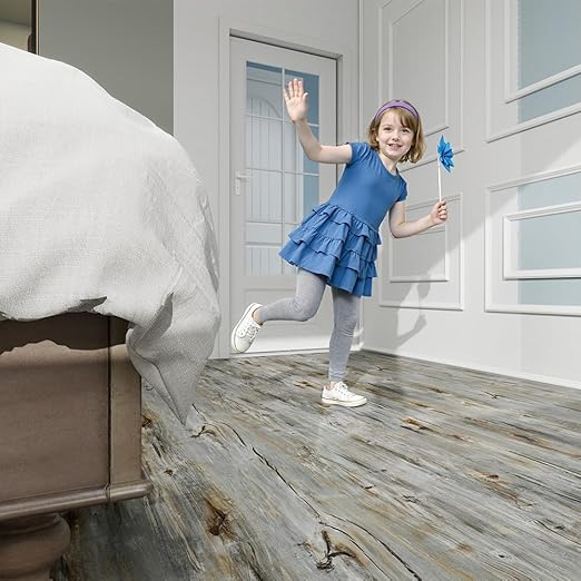 Wood Grain Peel and Stick Floor Tiles – 11.8” Width, Full Roll Length of 118" –