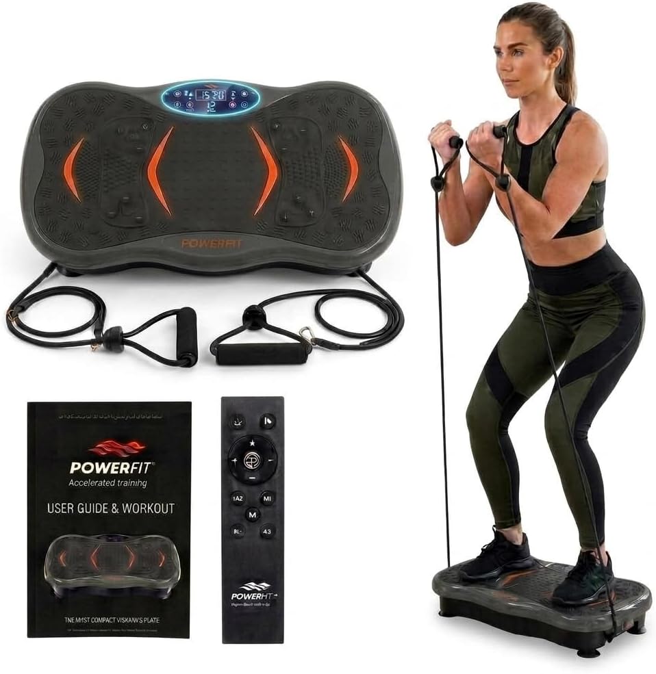 Powerfit Vibration Plate Exercise Machine - Full Body Vibration Platform for Weight Loss & Lymphatic Drainage