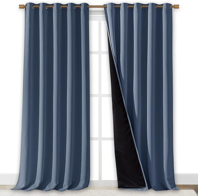 NICETOWN 100% Blackout Curtains 95 inches Long, Pair of Energy Smart & Noise