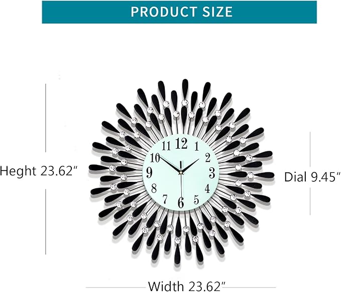 Large Wall Clocks for Living Room Decor Big Modern Silent Clock Non-Ticking for