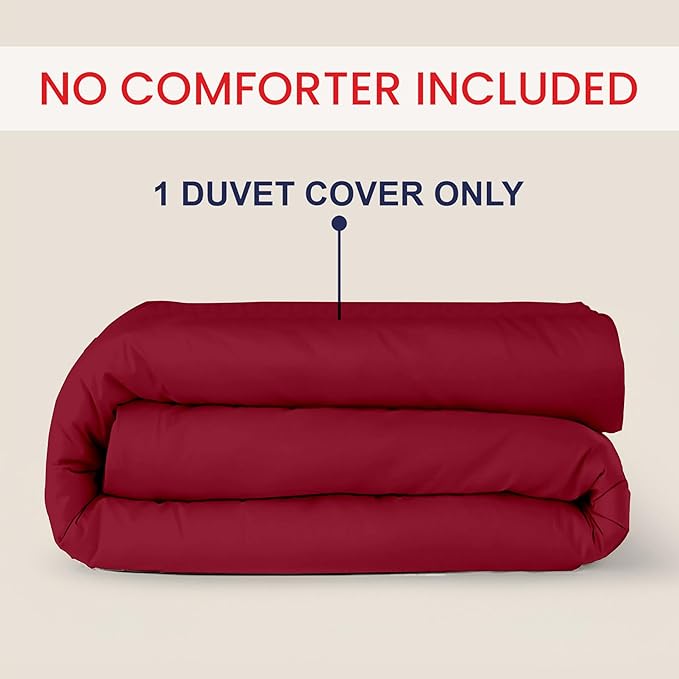 Kotton Culture 1 Pc Custom Size Duvet Cover Only -100% Egyptian Cotton Sateen 600 Thread Count Ultra Soft Premium Durable Comforter Cover Zipper Closure & Corner Ties (Red Burgundy, Custom)