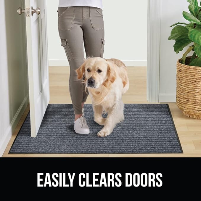 GORILLA GRIP Traffic Guard Door Mat, 2 Pack, Heavy Duty Waterproof Doormat, Commercial Office Space Welcome Mats, Stain and Fade Resistant, Low Profile, Strong Rubber Backing, 29x17, Gray
