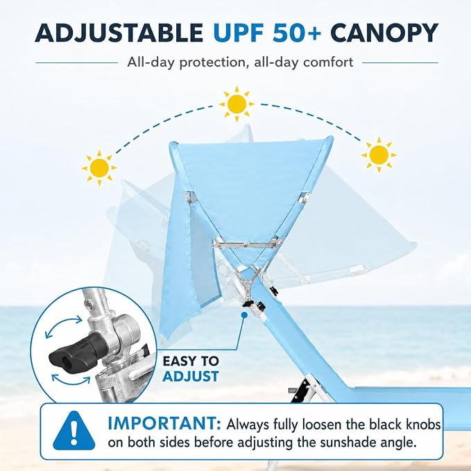 Tanning Chair with Sun Canopy Face Hole Softer Padded Adjustable Washable, Heavy Duty Layout Folding Lounge Chair for Adults Outside Beach Reading Sunbathing Poolside Lawn, UPF 50+ Sun Shade, 300 LBS