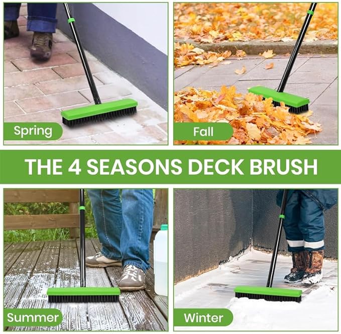 3-in-1 Weed Brush Tool Set, Adjustable Long Handle Crack Weeder & Moss Remover for Driveway, Patio, Sidewalk - Stainless Steel Crevice Cleaning Kit (2 Sets)
