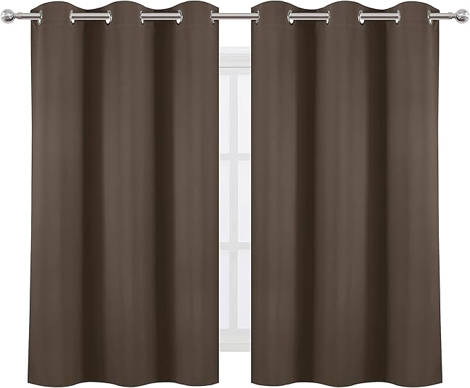 LEMOMO Chocolate Brown Blackout Curtains 38 x 54 Inch Length/Set of 2 Curtain