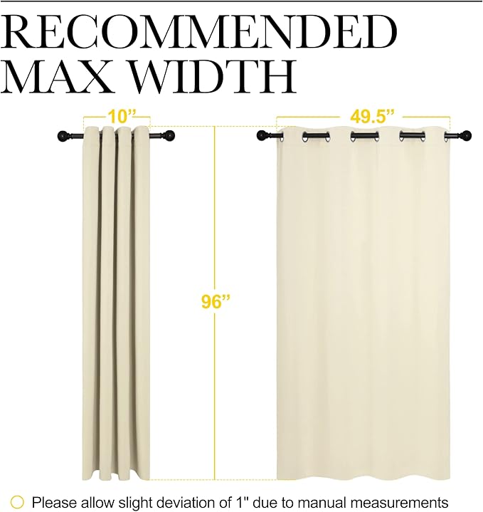 NICETOWN Beige Room Darkening Curtains 96" Long
