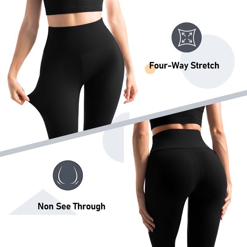 Leafigure 2 Pack Leggings with Pockets for Women, High Waisted Soft Leggings for Yoga Gym Black/Brown XXL