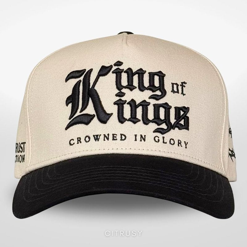 Vintage Faith & Forever Trucker Hat | Men & Women | Christian Cross Jesus Hats | Bachelorette Bride Hat | Cotton | Snapback (Cotton, King of Kings | Black)