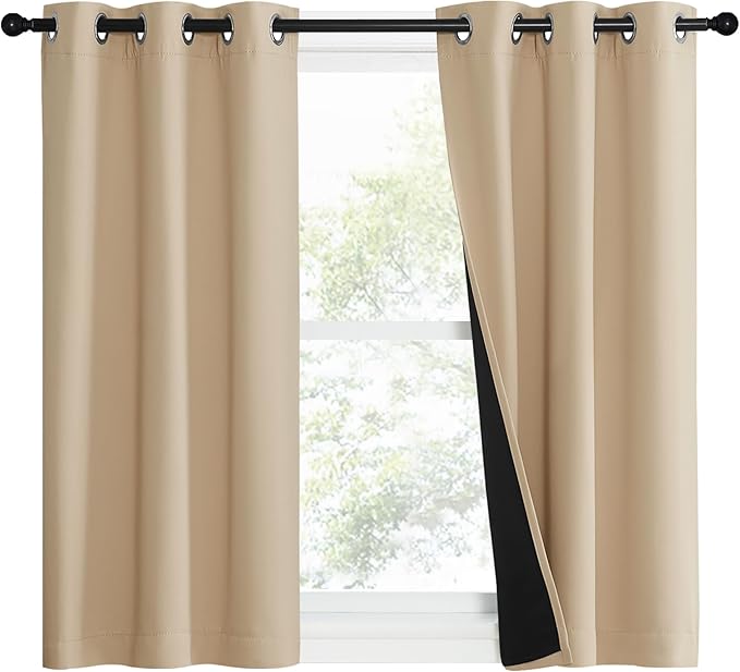 NICETOWN Bedroom Full Blackout Curtain Panels, 37 by 50-inch, Biscotti Beige