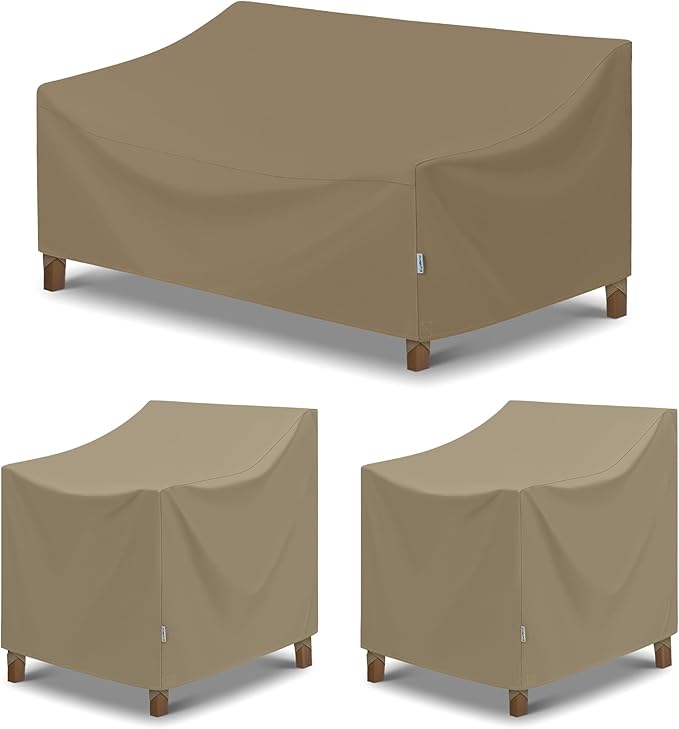 SunPatio Heavy Duty Waterproof 93.5" Sofa Cover & 2 Pack 33.5" Chair Covers Bundle