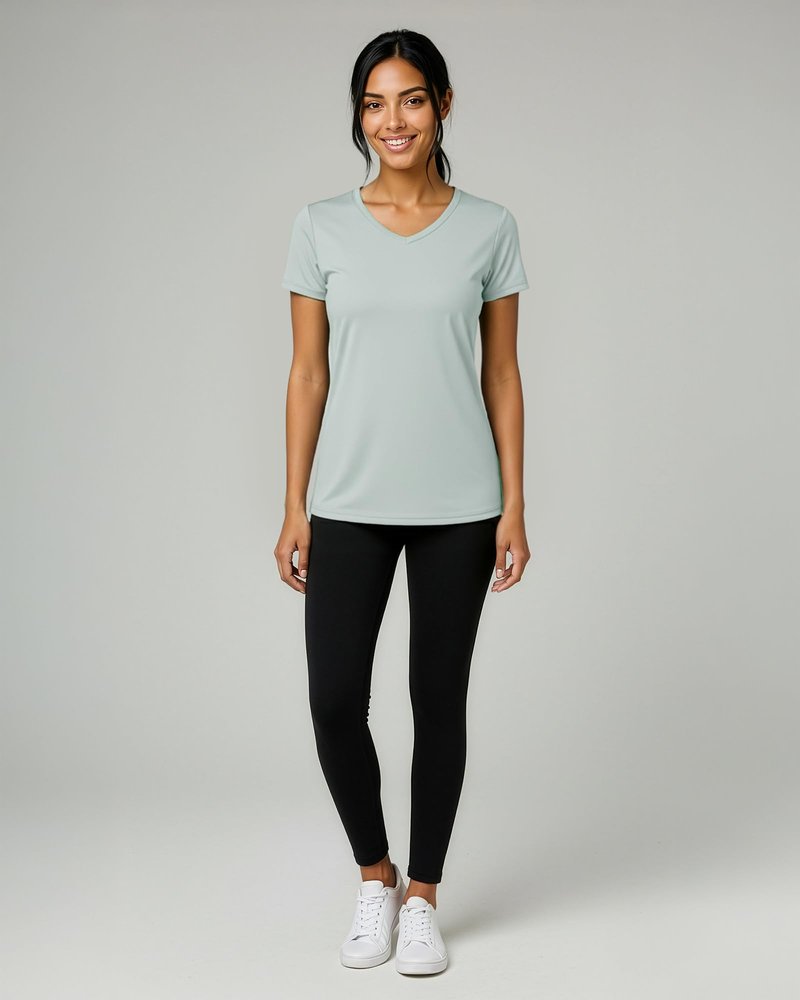Real Essentials 5 Pack: Women's Dry-Fit Short Sleeve V Neck T Shirt Workout Fitness Yoga Top Tee, Set 9, XL
