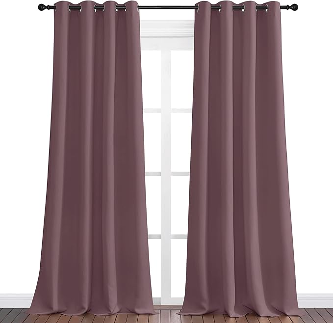 NICETOWN Dry Rose Blackout Curtains 102" Long