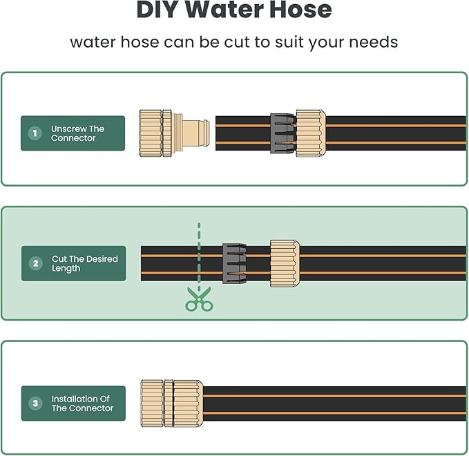 Giraffe Hybrid Garden Hose 5/8" x 50ft, Custom Length, NO Kink, Flexible, Leakproof Hose with Male to Female Fittings, 600 Burst PSI
