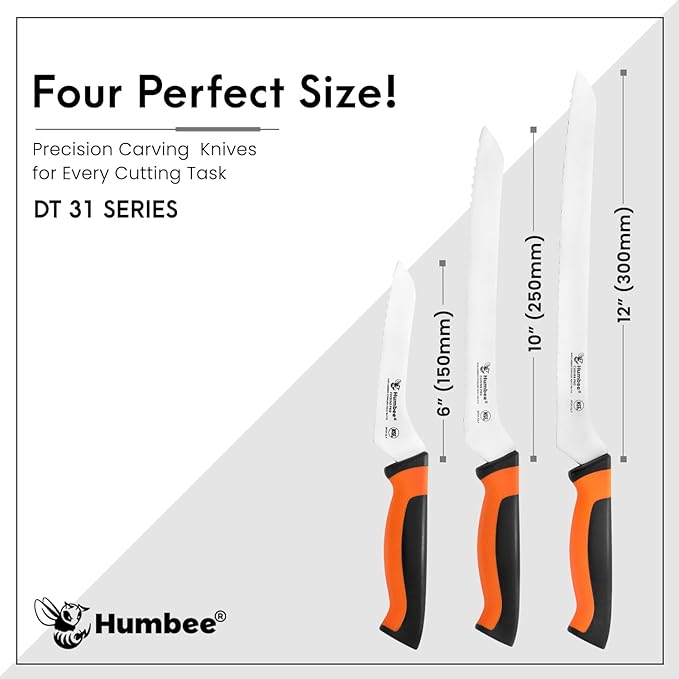 6-Inch Offset Serrated Bread Knife, Premium High Carbon Stainless Steel Blade Knife for Bread with Ergonomic Handle, NSF Certified, DT-31 Series, Orange