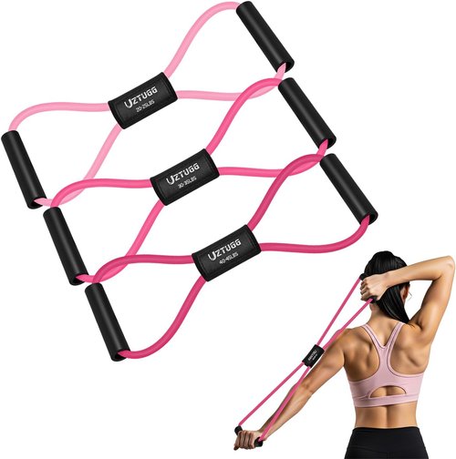 Figure 8 Resistance Bands - Heavy Duty Latex Exercise Bands with Handles for Strength Training | Full Body Workout