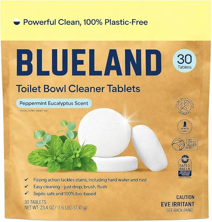 BLUELAND Toilet Bowl Cleaner Tablets. Peppermint Eucalyptus Scent. 30 Tablets.