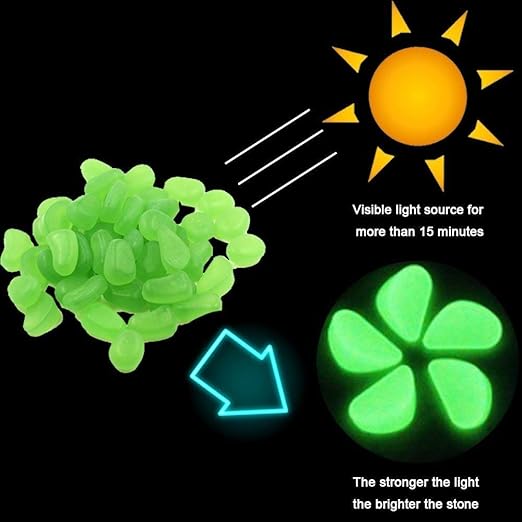 340 Pcs Glow in The Dark Garden Pebbles, Gardening Luminous Glow Stones Outdoor Decor Glowing Water Fish Tank Gravel (Green)
