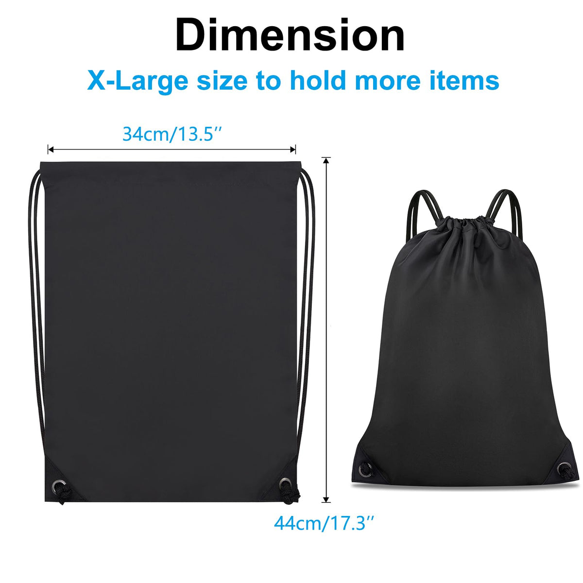 CALACH 2PCS Drawstring Bags Bulk, String Backpack for Men Women, Cinch Bag Draw String Back Bag for Gym, Sports, Travel, Swimming, Beach, Black