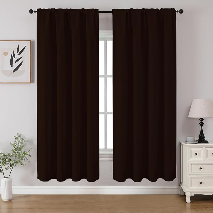 CUCRAF Blackout Curtains 63 inch Length 2 Panels Set, Rod Pocket Room Darkening