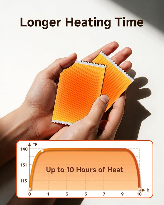 YOSHENNMO Hand Warmers Disposable - Up to 10 Hours of Heat, Super Long Lasting Air Activated Warmers, Quick & Easy Activation, Portable Odor, Free Warmth for Hands