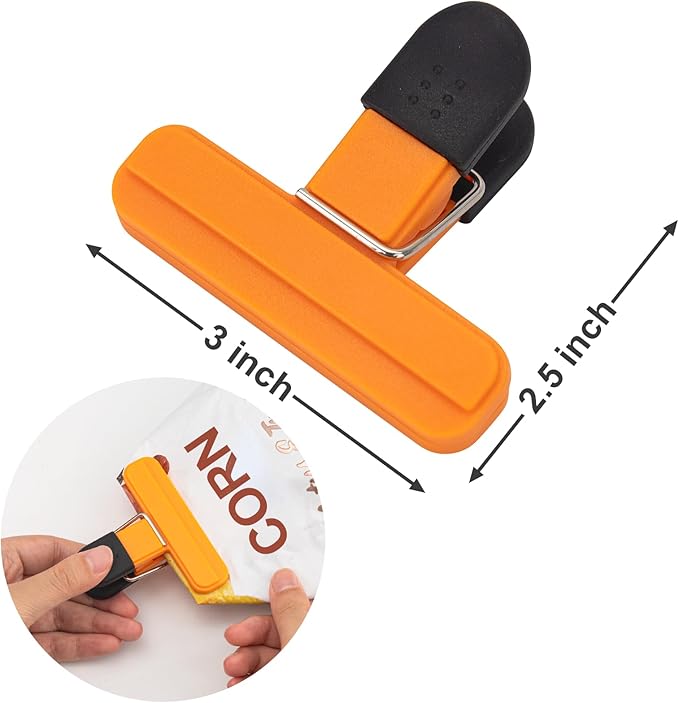 Chip Clips, 12 Pack Food Clips, Snack Bag Clip, Plastic Heavy Duty Seal Grips for Food Storage, Home, Office and More(3 x 2.5 Inch)