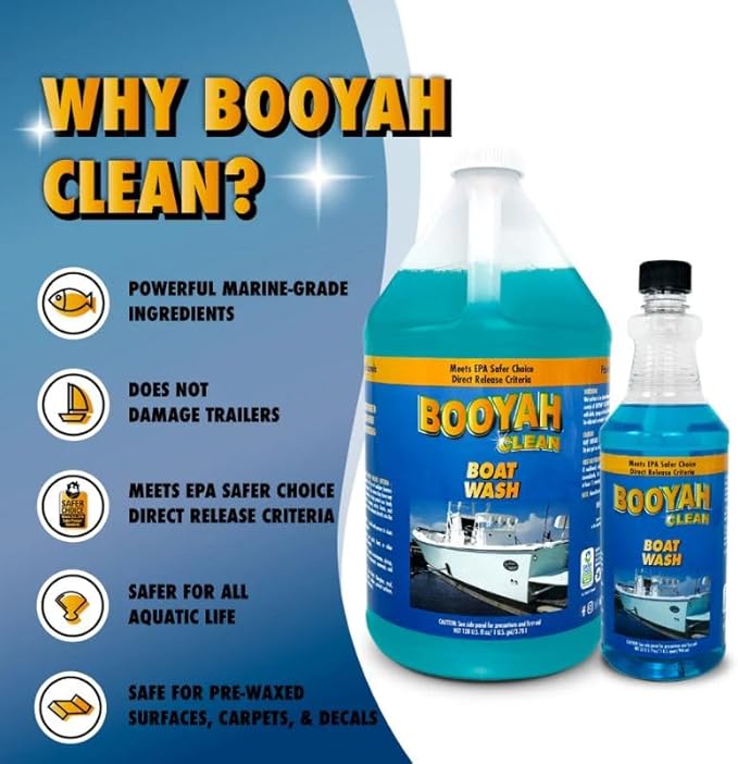 Booyah Clean Boat Wash – Only 4oz Per Gallon Super Concentrated Formula for Cleaning All Types of Watercraft – Meets EPA Safer Choice Direct Release Criteria
