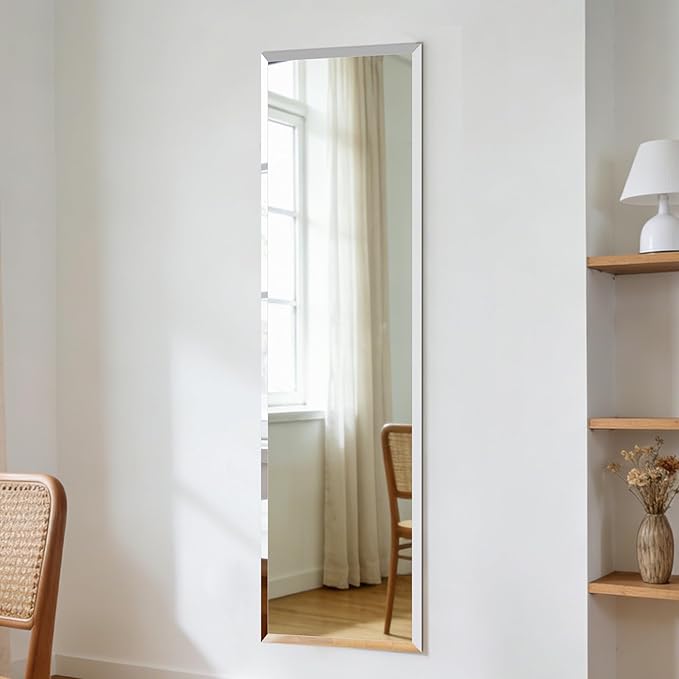 Frameless Mirror Full Length 57”x18”| Wall Mount Mirror Full Length Beveled