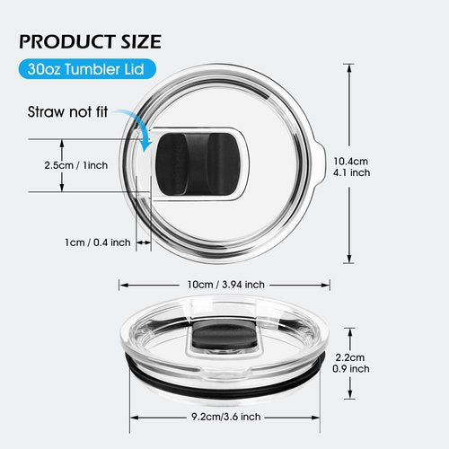 30 oz Tumbler Lid for YETI, 2 Pack Magnetic Top Replacement Lids Compatible for 32 oz Tumbler, 14 oz Mug and 35 oz Straw Mug (With 2 Magnetic Slider Replacement & 2 Replacement Rubber Lid Seals)