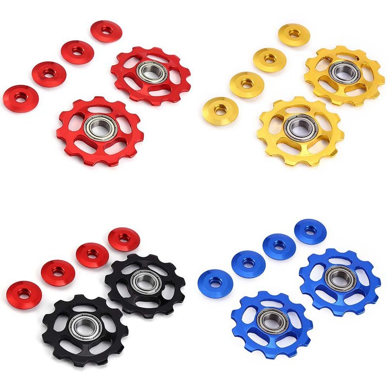 Stylrtop 2 pcs Bike 11T Aluminum Sealed Bearing Jockey Wheel Rear Derailleur Pulleys Fit Shimano SRAM (Blue)