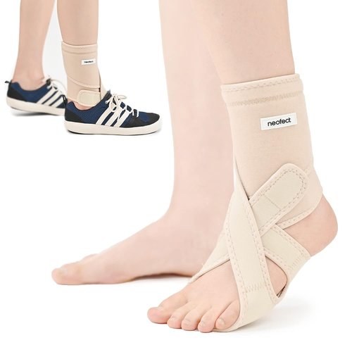 NEOFECT Drop Foot Brace - Adjustable AFO Ankle Support for Walking & Stroke Recovery | Beige, Left Size